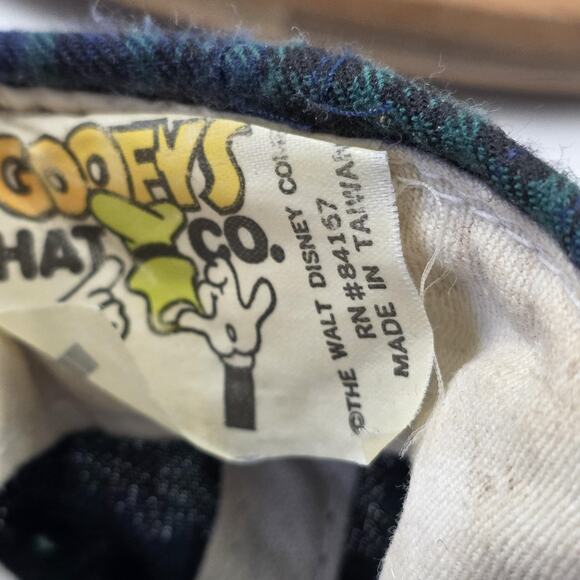 Vintage Mickey Mouse Hat Cap Snap Back Green Blue Plaid Suede Brim Mens 90s - Picture 10 of 11